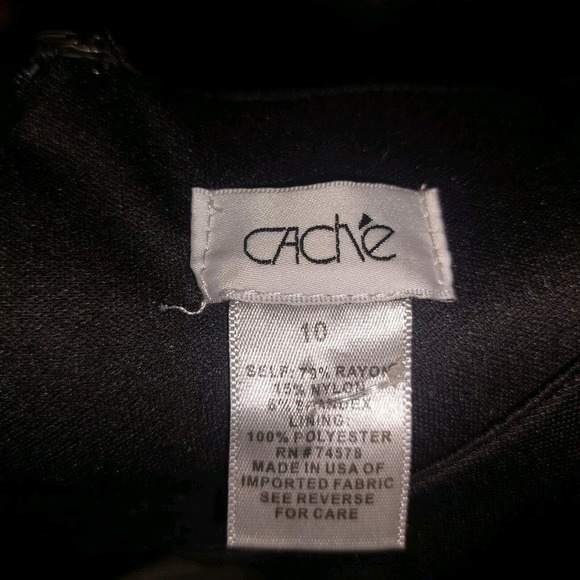 Vintage CACHE Little Black Cocktail Dress Surplice Wrap Y2K Size 10 M - Picture 5 of 5